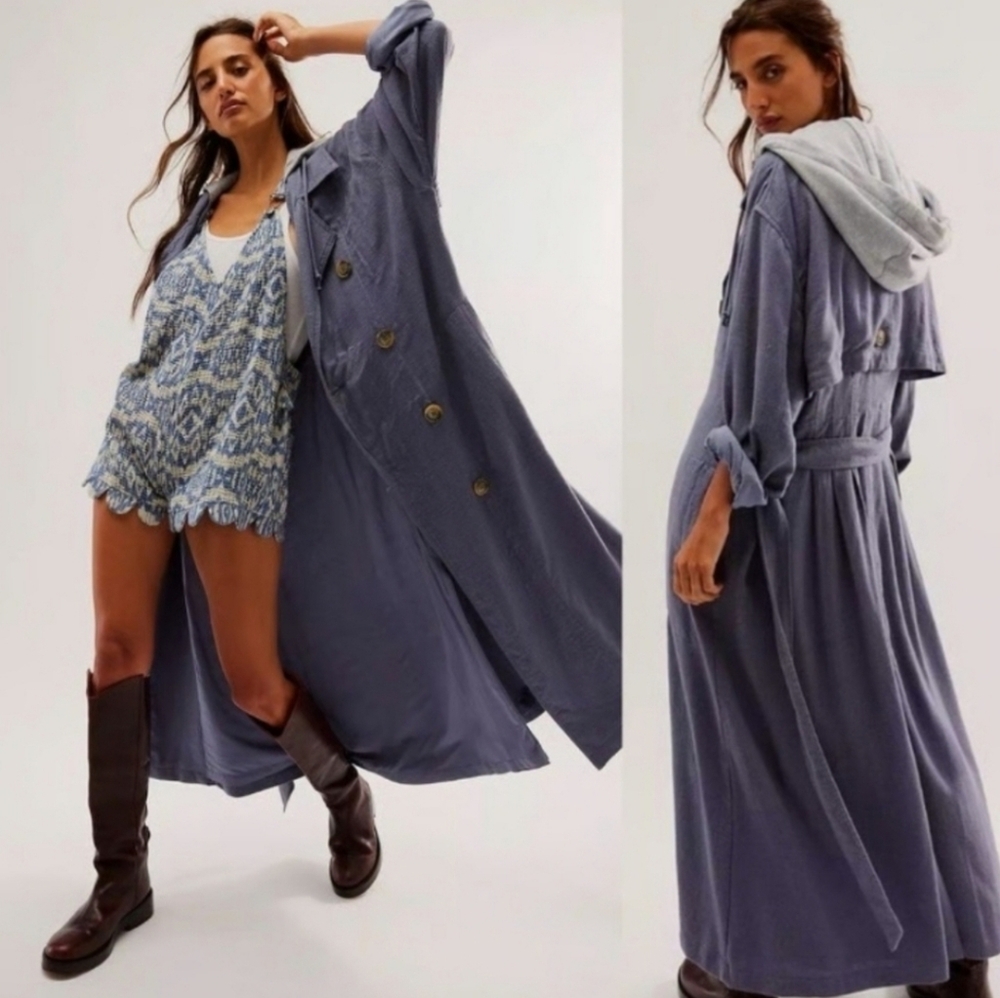 NWOT Free People Charlie Hoodie Trench Coat
